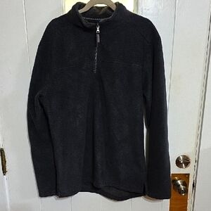 London Fog Women's 1/4 Zip Shirt Jacket Fleece Black/Gray Chevron Cozy Sz XL EUC